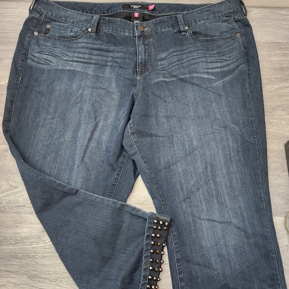 torrid Dark Wash Studded Hem Jeans